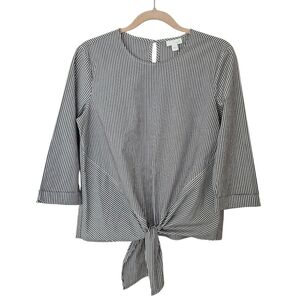 J. Jill Gray & White Striped Tie Front Blouse